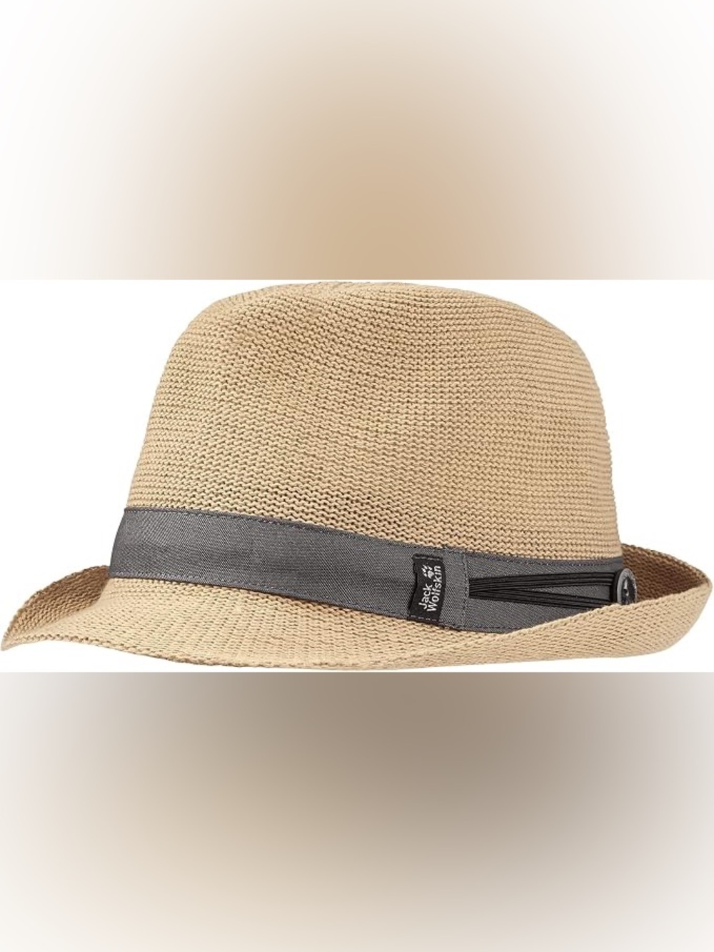 Brand New-Jack Wolfskin Beige Knit Bucket Hat with Gray Band